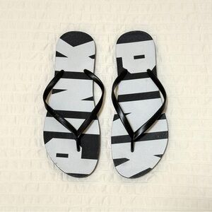 PINK Victoria’s Secret Black White Logo Flip Flops